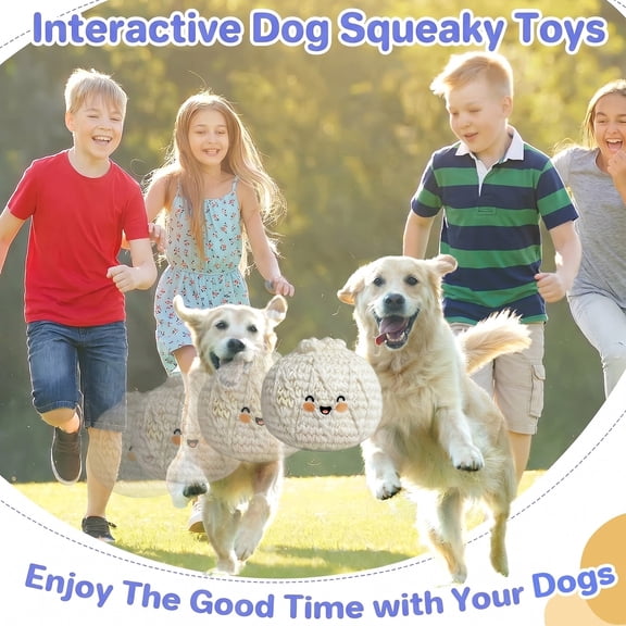 Crocheted Dog Ball Toy, Quiet Noiseless Indoor Chew Toy for Small Medium Dogs, Soft Yarn Teething Ball for Teeth Cleaning and Gum Massage, Interactive Puppy Fidget Ball Toy for Silent Play