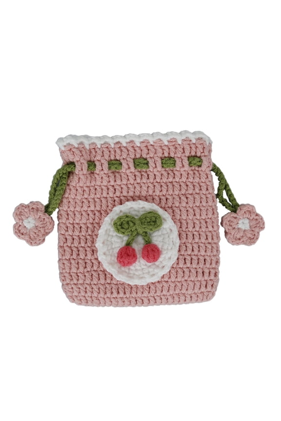 Crocheted Drawstring Bag Small Crochet Cute and Interesting Suitable for Gifts for Women and Girls Pouch for Jewelry Storage Travel Organizer Cosmetic Bag Gift Idea for Friends Mom Daughter