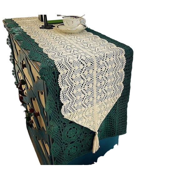 Crocheted Dresser Top Protector Elegant Tablecloths Cover for Parties Banquet  Centerpiece Anniversary Housewarming Gift with Tassel