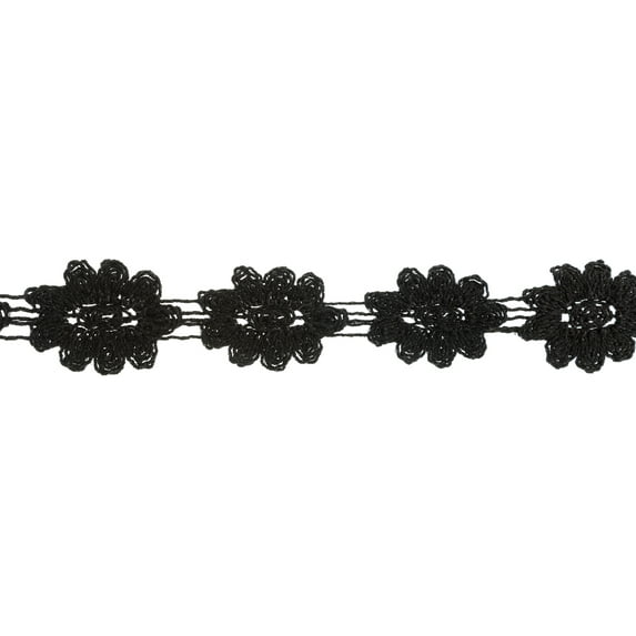 Crocheted Floral Trim 1 - 1/8" X 10yd - Black