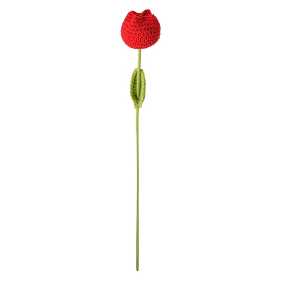 Crocheted Flowers Multi-Colors Tulip, Knitted Flower Bouquet forRecital＆Graduation Congratulations, Fake Flower Decor for Home Decor, Wedding, Birthday, Gifts for Women, Red