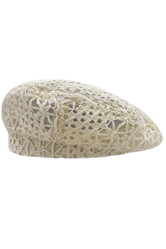 Crocheted Hat Women Beret Hat Knitted Hat Cotton French Artist Hat Hollowed Out Fashion Accessory