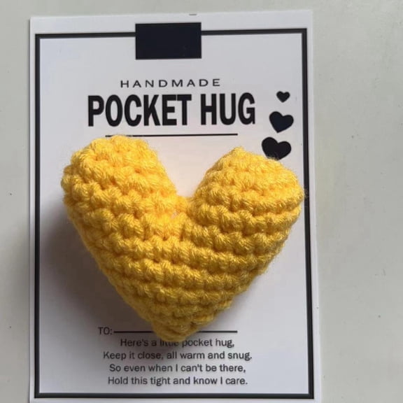 Crocheted Heart Shaped Pocket Greeting Card Handmade with for Couples Expressing Warmth and Affection Festive Keepsake