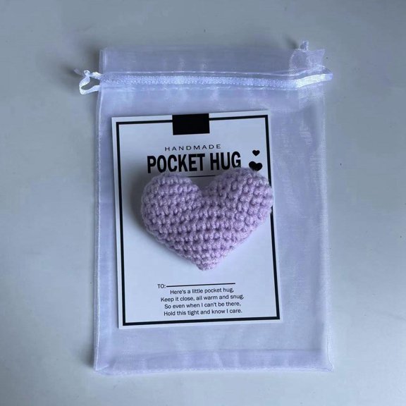 Crocheted Heart Shaped Pocket Greeting Card Handmade with for Couples Expressing Warmth and Affection Festive Keepsake