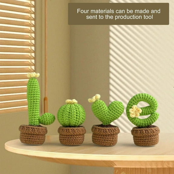 Crocheted Planter DIY Supplies Crochet Craft Set Birthday Gift Table Centerpieces Hand Knitting Toy Crochet for Starter Beginners Adults , Green