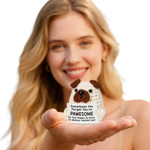 Crocheted Pug Plush Toy, Handmade Knitted Dog Stuffed Animal With Soft Yarn, Gift For Dog Lovers, Birthday Present, Holiday Surprise, Home Decor Accent, Office Desk Companion