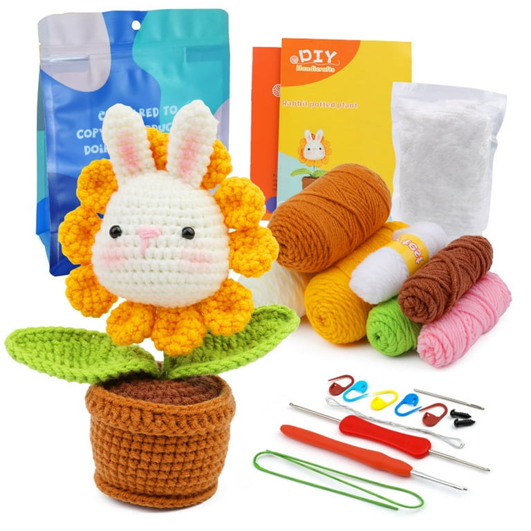 Animal Crochet Kit for Beginners, Panda Elepant Rabbit Crochet