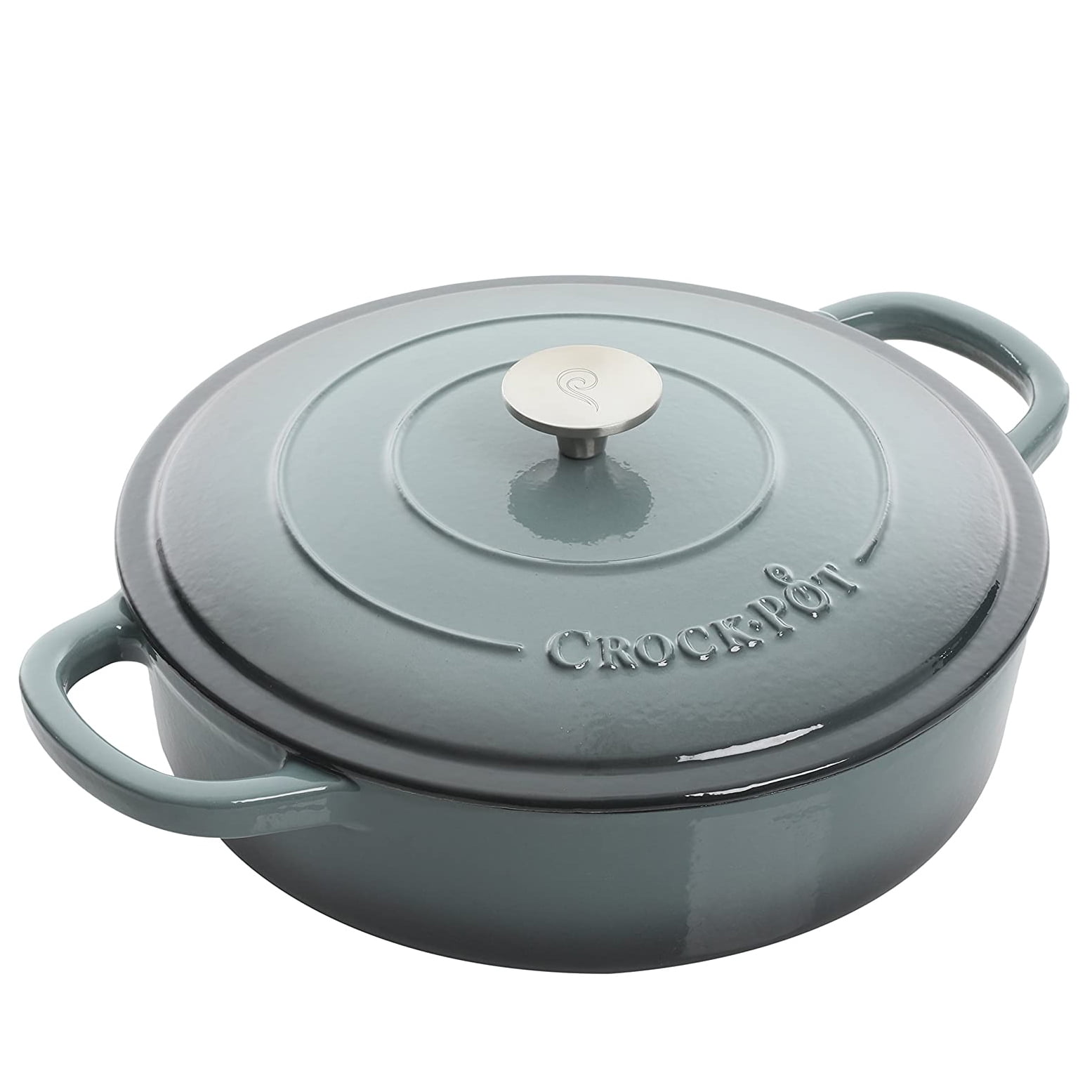 Slate Gray 5-Quart Enameled Cast Iron Braiser Pan with Lid