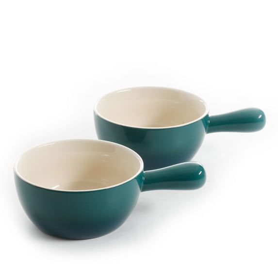 Crock-Pot 27oz Artisan Stoneware Soup Bowl w/ Handle, 2 Pack, Teal Gradient