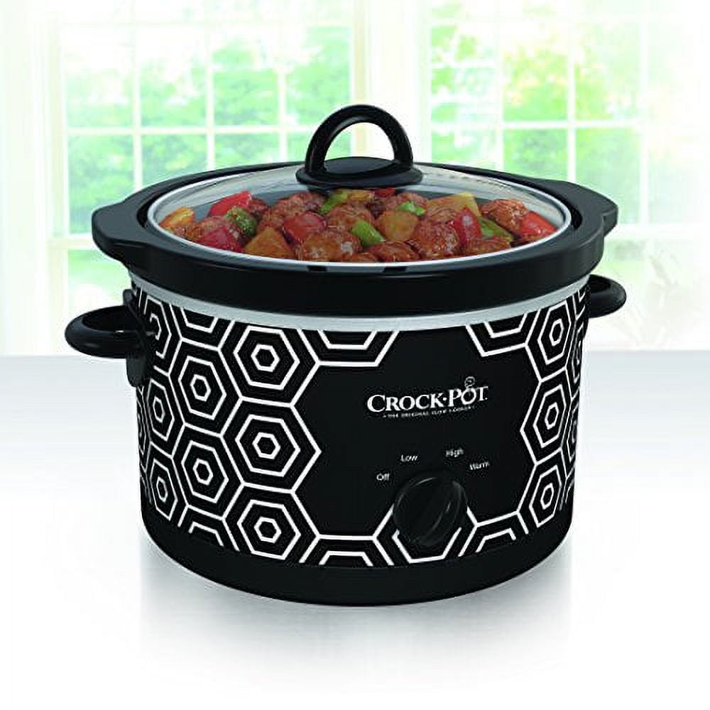 Crock-Pot 4.5 Quart Round Portable Slow Cooker and Food Warmer, Black & White Pattern (SCR450-HX)