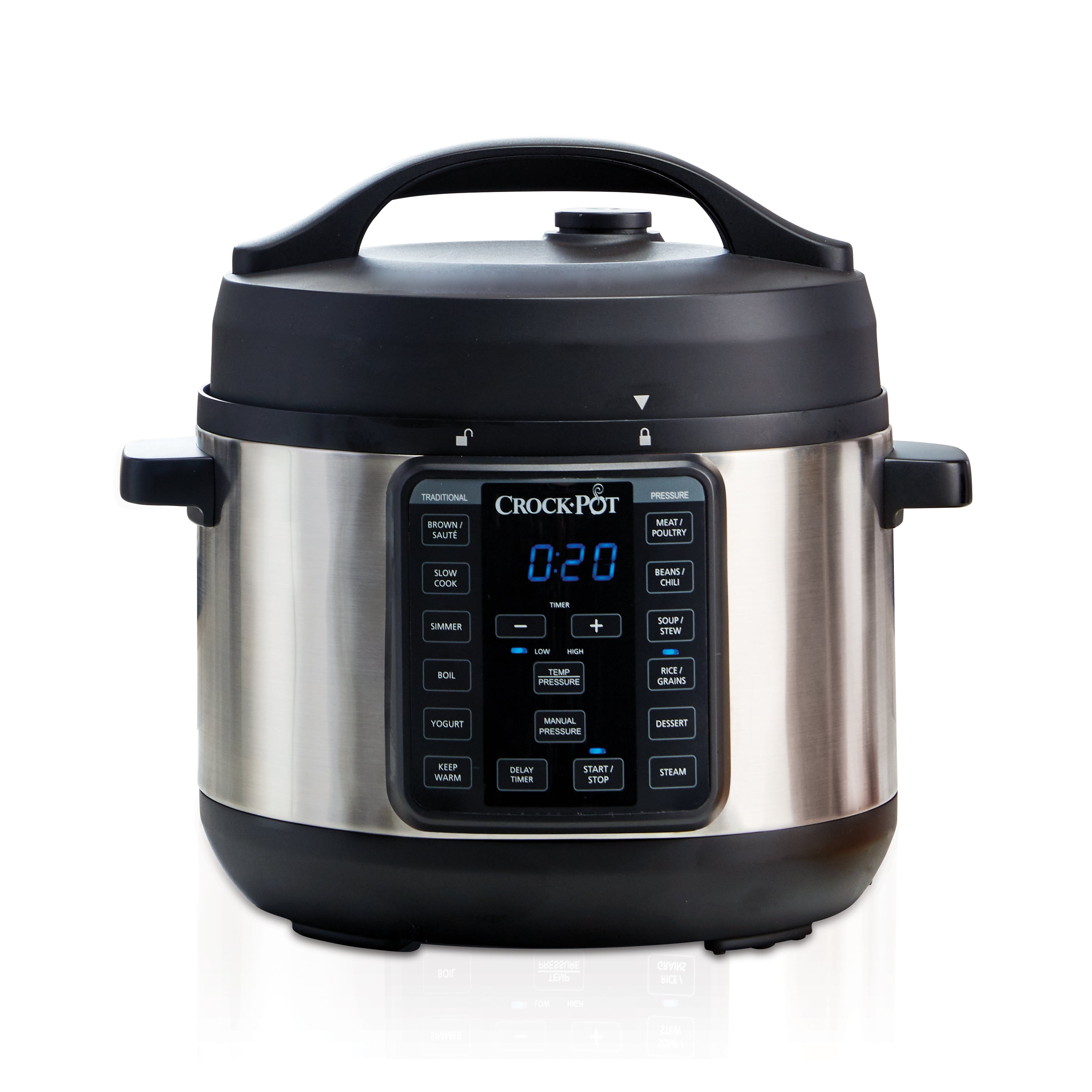 Crock-Pot Slow Cooker 8-Qt Programmable w/ Air Fryer Lid Silver Stainless  Steel 53891134583
