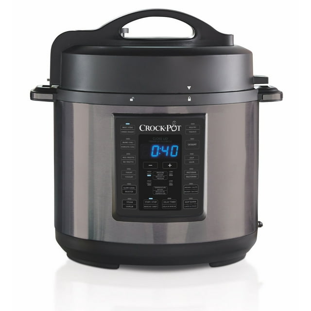 Crock-Pot 6 Qt 8-in-1 Multi-Use Express Crock Programmable Pressure Cooker, Slow Cooker, Sauté, and Steamer, Black Stainless Steel