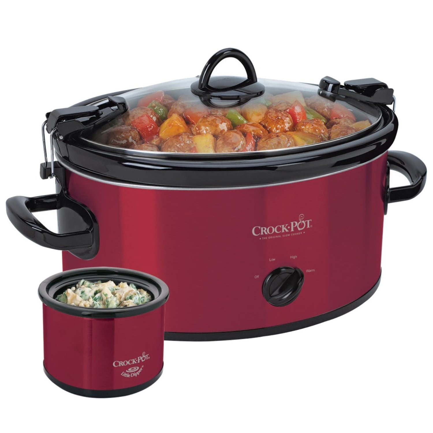Crock-Pot SCR503SP 5-Quart Smudgeproof Round Manual Slow Cooker with  Dipper, Silver 