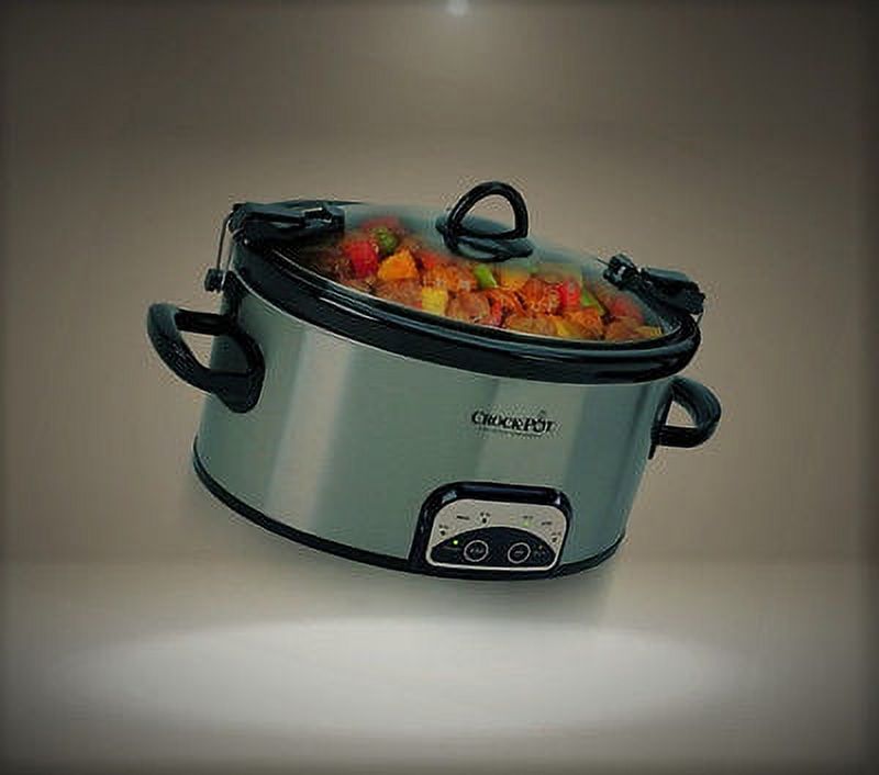 Crock-Pot 6-Quart Programmable Cook & Carry Oval Slow Cooker, Stainless Steel - image 1 of 5