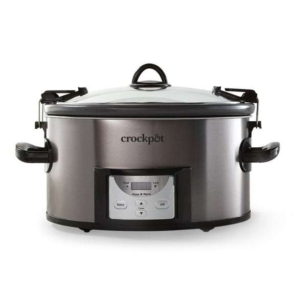 Crockpot 7-Quart Easy-to-Clean Cook & Carry Slow Cooker, Stainless Steel