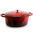 thumbnail image 1 of Crock-Pot 7 Quart Oval Enamel Cast Iron Covered Dutch Oven Slow Cooker, Red, 1 of 6
