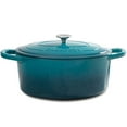 thumbnail image 1 of Crock-Pot 7 Quart Oval Enamel Cast Iron Covered Dutch Oven Slow Cooker, Teal, 1 of 5