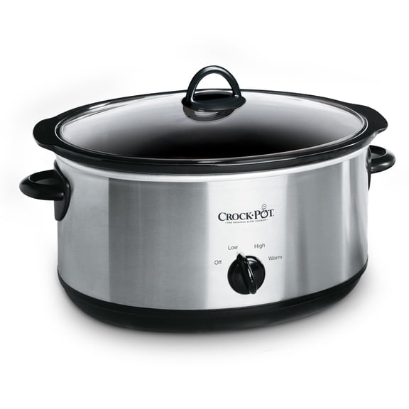Crock-Pot 7 Quart Oval Manual Slow Cooker, Stainless Steel (SCV700-S-BR), Versatile Cookware for Large Families or Entertaining Y101