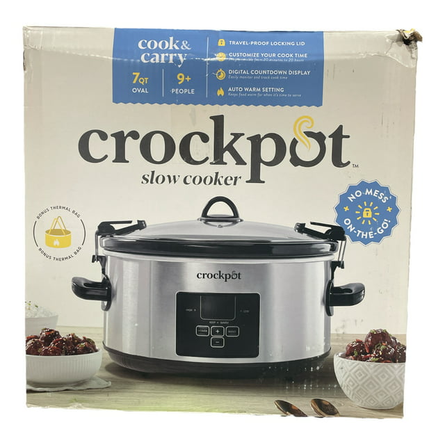 Crock-Pot 7 Quart Programmable Cook & Carry Extra Large Slow Cooker ...