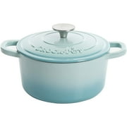 Crock-Pot 7 Quart Round Enamel Cast Iron Covered Dutch Oven Cooker, Aqua Ombre
