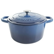 Crock-Pot 7 Quart Round Enamel Cast Iron Covered Dutch Oven Slow Cooker, Blue