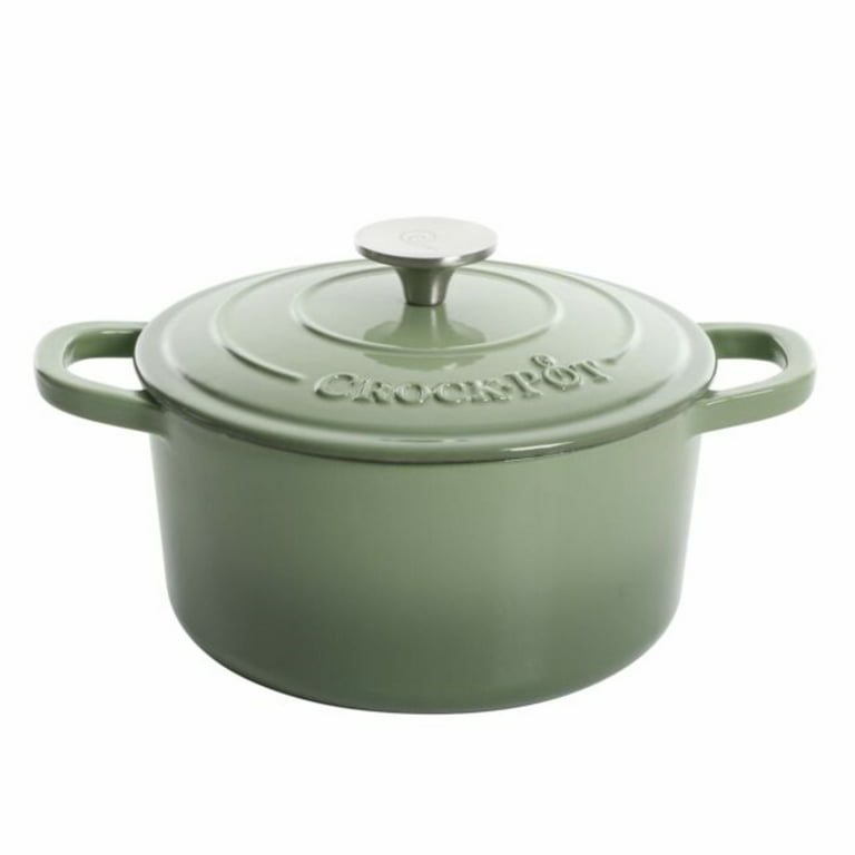Crock-pot Artisan 5 qt. Round Pistachio Green Enameled Cast Iron Braiser Pan with Self Basting Lid