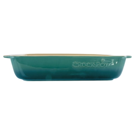 Crock Pot Artisan 4 Quart Rectangular Stoneware Bake Pan in Gradient Teal