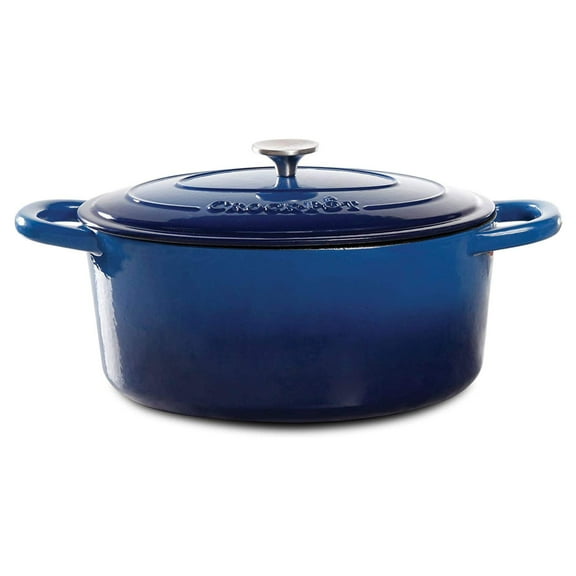 Crock Pot Artisan 7 Quart Round Cast Iron Dutch Oven in Sapphire Blue