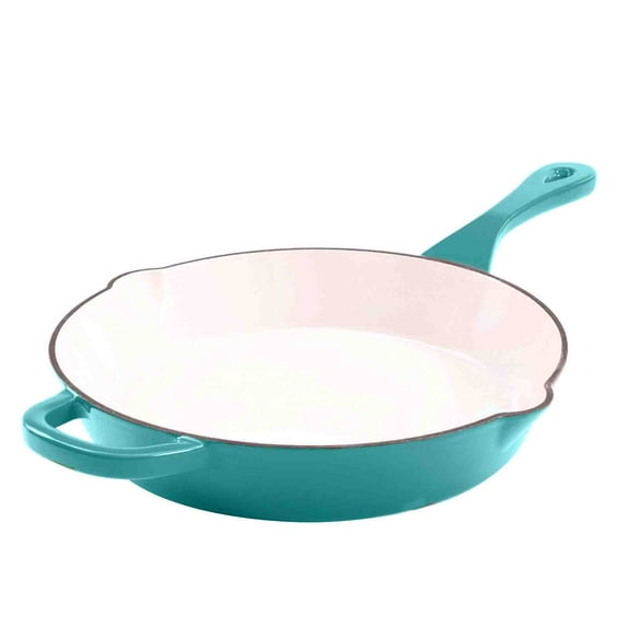 Crock Pot Artisan Enameled Round Cast Iron 12" Skillet, Teal Ombre