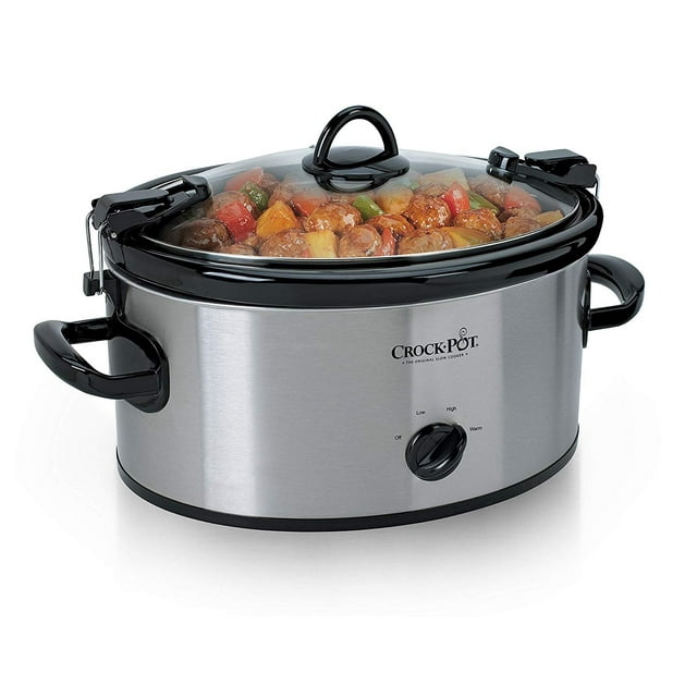 Crock-Pot Cook & Carry 6-Quart Oval Portable Manual Slow Cooker  Stainless Steel SCCPVL600S