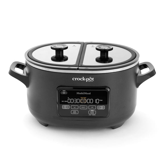 Crock-Pot Dual-Pot 3.7 Qt. Ceramic Multicooker & Programmable Slow Cooker, Black