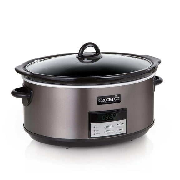 Crock-Pot Large 8-Quart Programmable Slow Cooker with Auto Warm Setting Black...