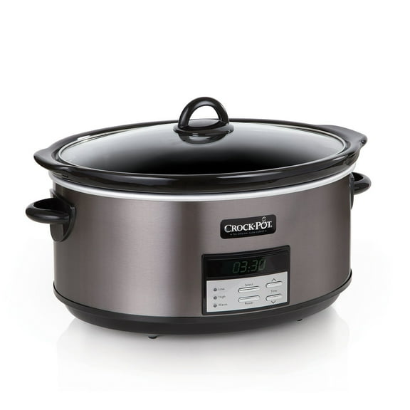 Crock-Pot Large 8-Quart Programmable Slow Cooker with Auto Warm Setting Black...