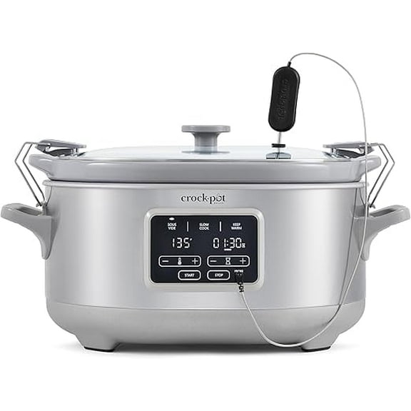 Crock-Pot Programmable 7-Quart Cook & Carry Slow Cooker with Sous Vide, Stainless Steel, 1 CT