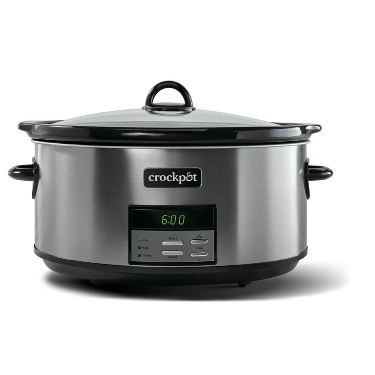 Crock Pot 8 Quart Programmable Slow Cooker Black Stainless Collection Digital Timer Dishwasher Safe Walmart