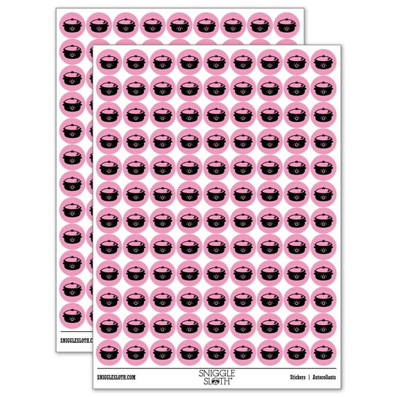 Crock Pot Slow Cooker 200+ Round Stickers - Light Pink - Matte Finish - 0.50" Size