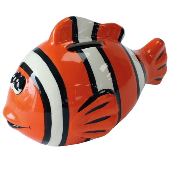 Crockery Critters Clown Fish Money Bank from Deluxebase. Cute Ceramic Animal Piggy Bank for Kids