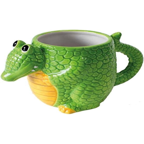 Crockery Critters - Crocodile Mug From Deluxebase. Hand-Painted Animal Shaped Drinking Cup. Novelty Tea And Coffee Gift, Cute Kitchen Accessories.