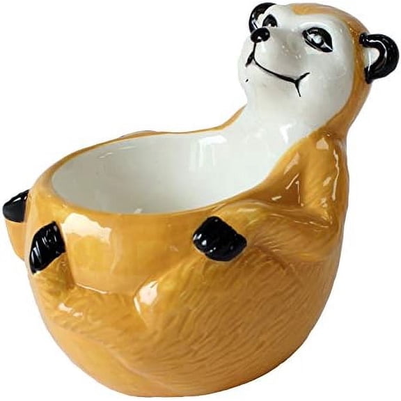 Crockery Critters Meerkat Egg Cup from Deluxebase. Ceramic Egg Cup for Soft Boiled Eggs. Novelty Meerkat Gift for Kitchen Decor & Kitchenware.