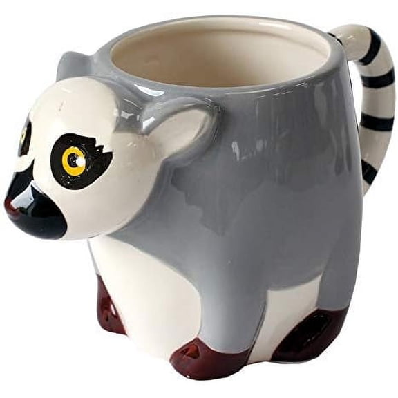 Crockery Critters Ring-Tailed Lemur Mug from Deluxebase. Animal Shaped Mug for Kids and Adults. Hand-Painted Animal Coffee Mug. Aesthetic Tea Cup or Coffee Cup. Novelty Gifts and Cute Stuff for Kids