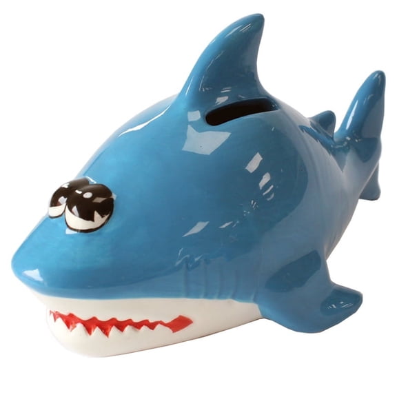Crockery Critters - Shark Money Bank from Deluxebase. Ceramic Piggy Bank Gift with Rubber Stopper