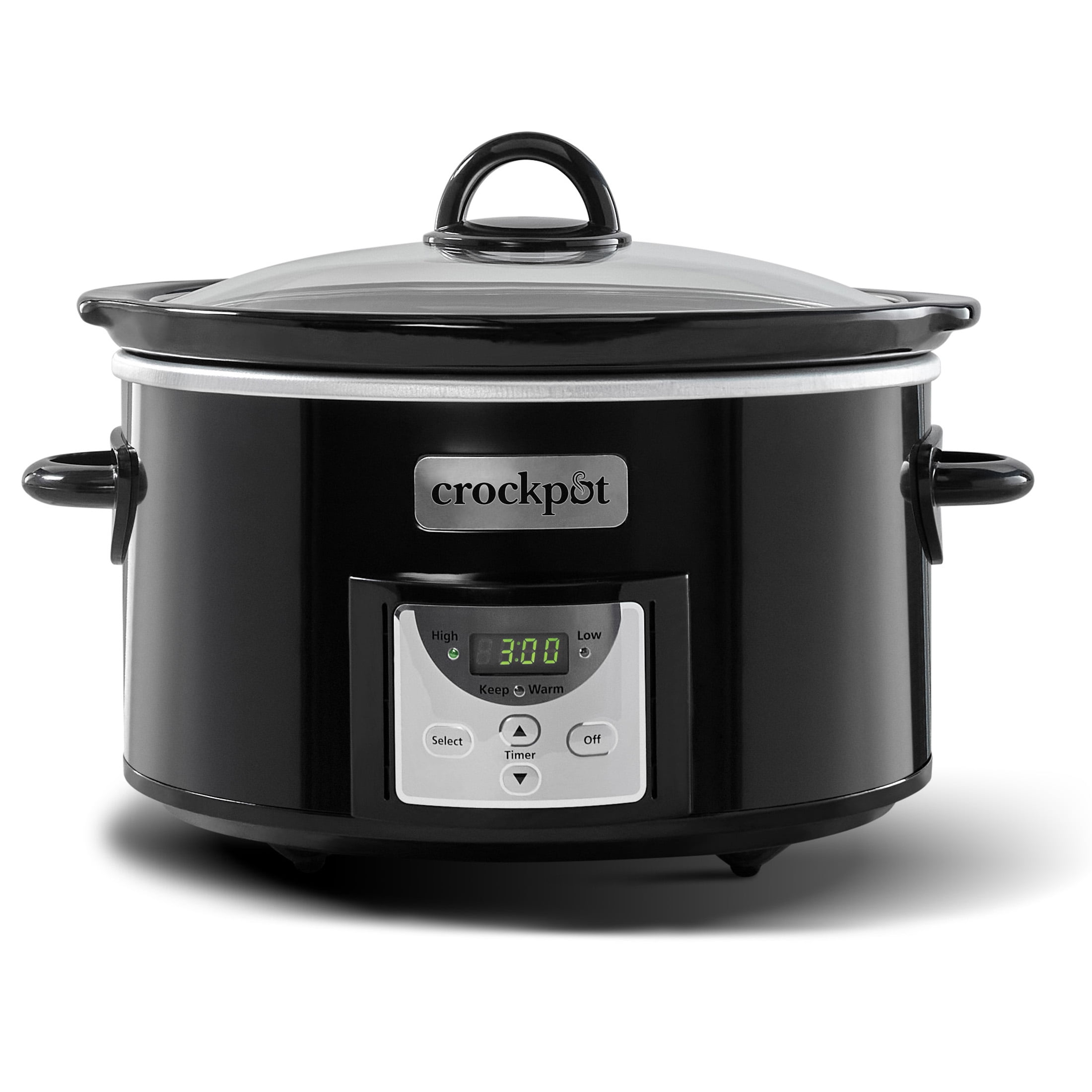 Crock-pot 4 Quart Digital Count Down Food Slow Cooker Kitchen Appliance, Black