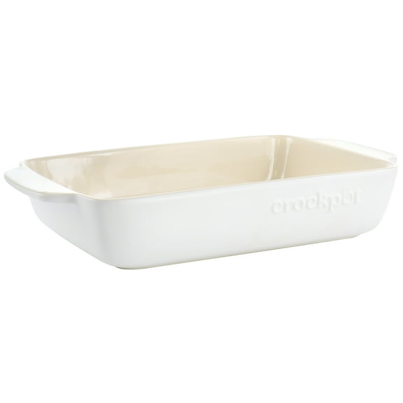 Crockpot Artisan 4 Quart Rectangular Stoneware Bake Pan in Cream