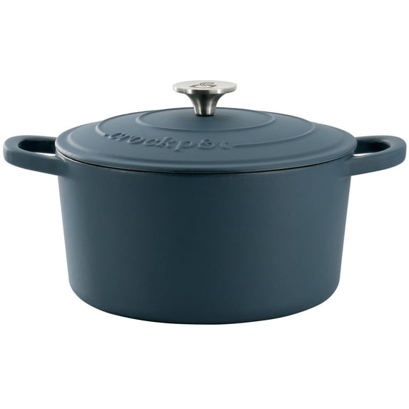 Crockpot Artisan 5 Quart Enameled Cast Iron Dutch Oven in Matte Navy Blue