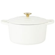 Crockpot Artisan 7 Quart Round Enameled Cast Iron Dutch Oven with Lid in Linen