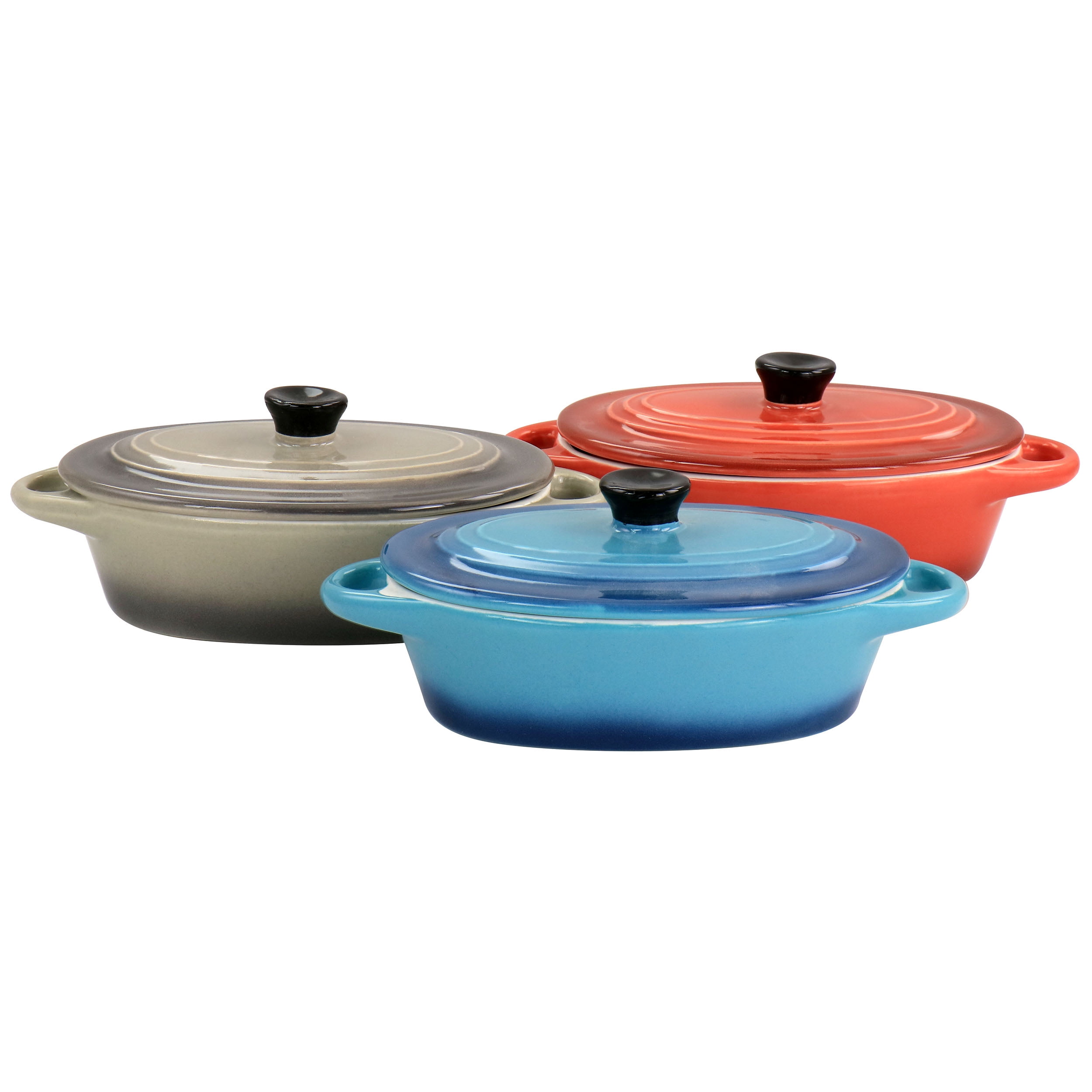 Crockpot Wexford 3-Piece Mini Oval Casserole Set – Assorted Colors