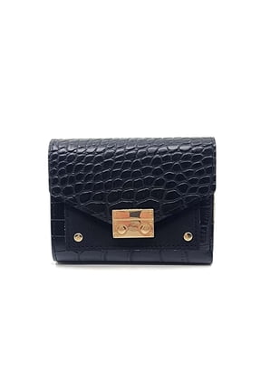 Croco Embossed Tri-Fold Short Wallet
