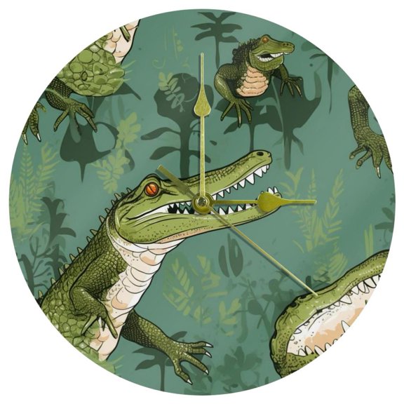 Crocodile 9.8 Inches Round Acrylic Wall Clock, Silent Non Ticking Battery Powered for Kitchen Bedroom Living Room Office - Wall Clocks