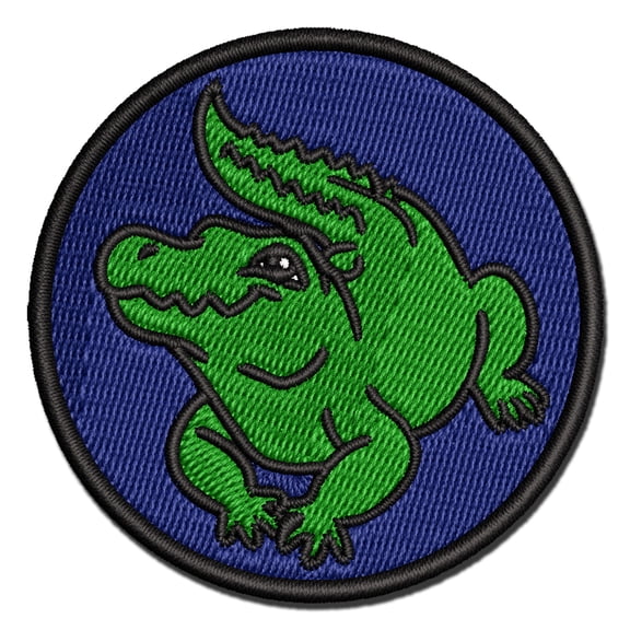 Crocodile Alligator Cute Applique Multi-Color Embroidered Iron-On Patch - 3 Inch Medium