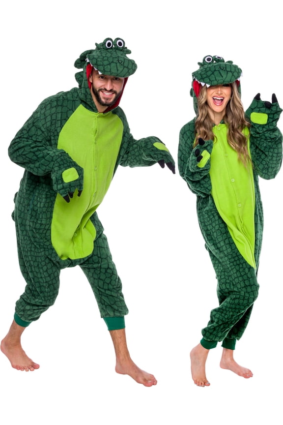 Crocodile Alligator One Piece - Halloween Adult (Small, Green)